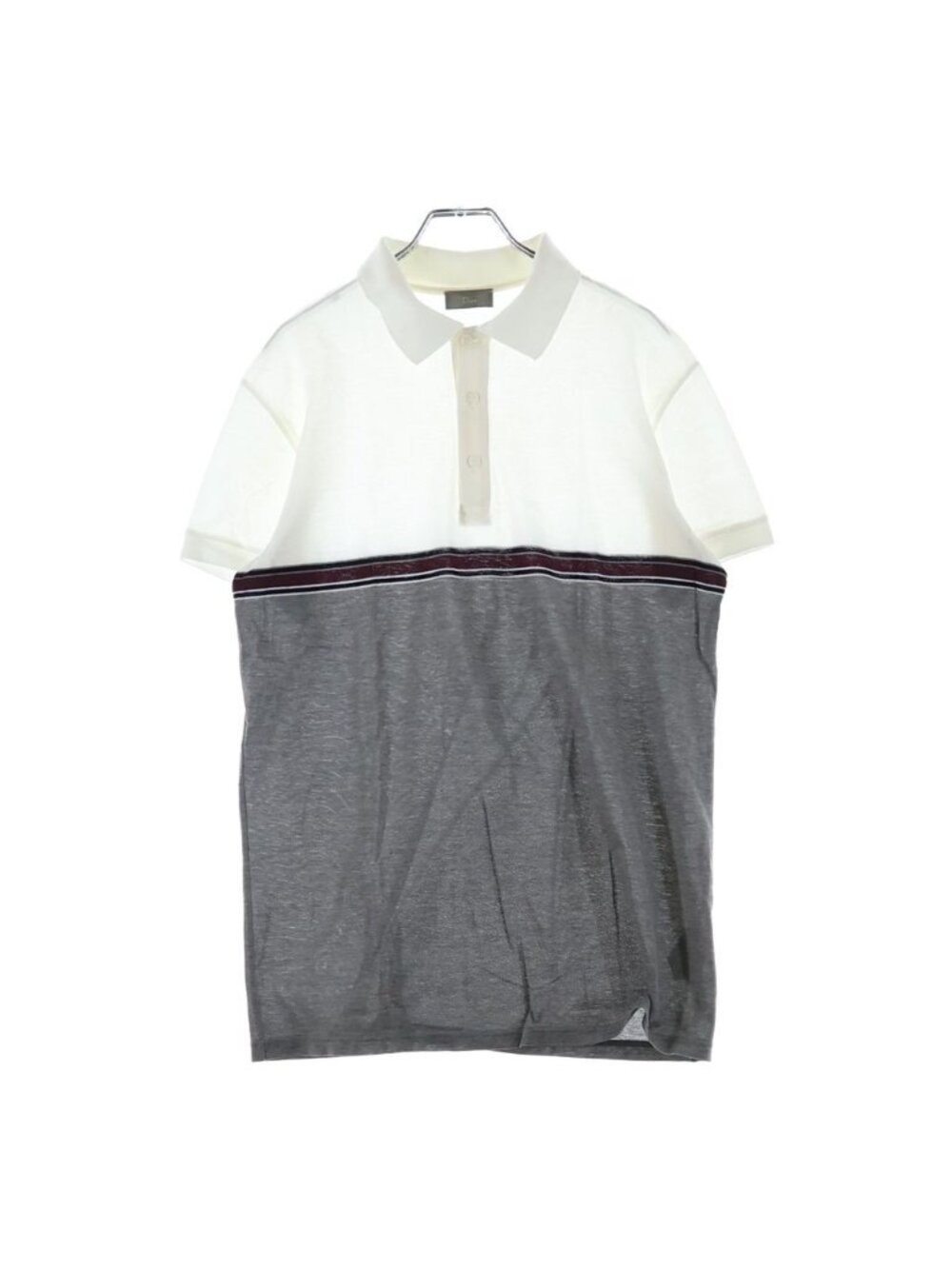 Dior Kris Van Assche Era Border Line Short Sleeve Polo Shirt Top Cotton White